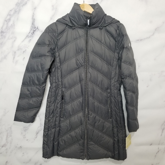 MICHAEL MICHAEL KORS 3/4 Grey Puffer Jacket, Size Medium - Picture 2 of 6
